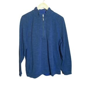 Tommy Bahama Mens Blue Quarter Zip Long Sleeve Pullover Size XL